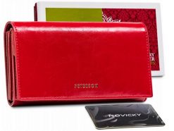 Portfel damski czerwony Peterson PTN PL-411-RED. Czerwone portfele damskie Peterson, bez wzorów, ze skóry. Za 134.00 zł.
