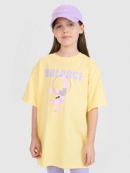 4F T-shirt oversize z nadrukiem dziewczęcy - żółty 158 (12-13 lat). Żółte koszulki dziewczęce 4f, bez wzorów, z bawełny, bez ramiączek. W wyprzedaży za 19.99 zł.