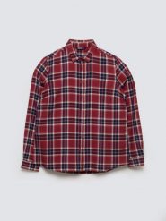 Koszula damska w kratę z wiskozy czerwona Petrini 604. Czerwone koszule damskie Big Star, l, bez wzorów, z bawełny, eleganckie, bez kołnierzyka, bez ramiączek. Za 229.99 zł.