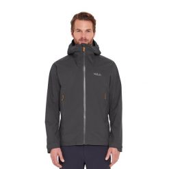 Kurtka przeciwdeszczowa męska Rab Downpour Light Jacket z kapturem. Niebieskie kurtki męskie RAB, l, bez wzorów, sportowe, z kapturem. Za 659.99 zł.