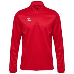 Bluza hmlESSENTIAL HALF-ZIP. Czerwone bluzy sportowe damskie HUMMEL, xl, bez wzorów, bez ramiączek, bez kaptura. Za 163.50 zł.