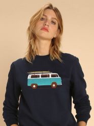WOOOP Bluza "Blue Van" w kolorze granatowym rozmiar: XL. Niebieskie bluzy bez kaptura damskie Wooop, xl. Za 108.99 zł.