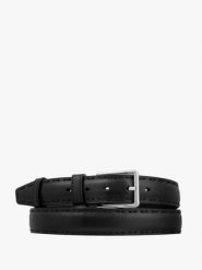 Czarny klasyczny pasek ze skóry licowej. Czarne paski męskie Ryłko, bez wzorów, z jeansu, eleganckie. Za 129.99 zł.