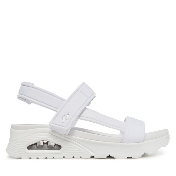 Sandały Skechers. Białe sandały damskie Skechers, bez wzorów, bez obcasa, na koturnie. Za 199.99 zł.