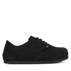 Półbuty Birkenstock. Czarne półbuty damskie Birkenstock, bez wzorów, bez obcasa, na płaskiej podeszwie. Za 719.99 zł.