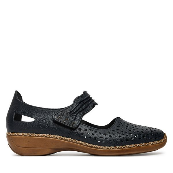 Półbuty Rieker. Niebieskie półbuty damskie Rieker, bez wzorów, bez obcasa, na płaskiej podeszwie. Za 319.99 zł.