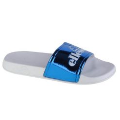 Klapki Ellesse Giselle Slides EL11W74510-11 niebieskie. Niebieskie klapki damskie bez wzorów, z materiału, bez obcasa. Za 133.30 zł.