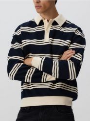 Bluza regular fit z kołnierzem - granatowy. Niebieskie bluzy bez kaptura męskie Reserved, l, z bawełny. Za 149.99 zł.