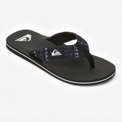 Japonki męskie Quiksilver Molokai Layback. Czarne klapki i japonki męskie Quiksilver, z bawełny. W wyprzedaży za 89.99 zł.