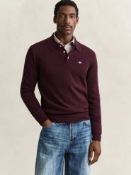 Gant dzianinowa koszulka polo z wełny jagnięcej Mężczyźni Wełna lila, XL. Koszulki polo męskie Gant, m, bez wzorów, z dzianiny, bez ramiączek. Za 749.95 zł.