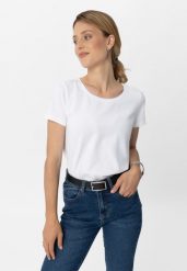 Koszulka basic T-DIANA. Białe t-shirty damskie Volcano, m, bez wzorów, z materiału, bez ramiączek. Za 54.99 zł.
