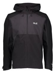 Jack Wolfskin Kurtka przeciwdeszczowa "Wildbound" w kolorze czarnym rozmiar: S. Czarne kurtki outdoor męskie Jack Wolfskin, s, bez wzorów, bez kaptura. Za 429.95 zł.