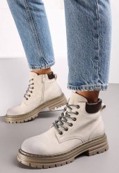 Beżowe Traperki z Lekkim Ociepleniem Malak. Brązowe trapery damskie Born2be, bez obcasa. Za 94.99 zł.