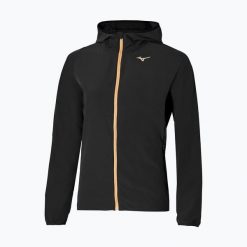 Kurtka do biegania damska Mizuno Alpha Jacket. Czarne kurtki do biegania damskie Mizuno, bez wzorów, bez kaptura. Za 249.99 zł.