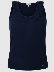 Pepe Jeans Top w kolorze granatowym rozmiar: XS. Niebieskie topy damskie Pepe Jeans, xs, bez wzorów, z jeansu, bez kołnierzyka. Za 43.78 zł.