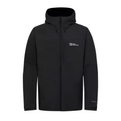 Kurtka męska przeciwdeszczowa Jack Wolfskin NEW SMU HIGHLAND. Czarne kurtki outdoor męskie Jack Wolfskin, l, bez wzorów, bez kaptura. Za 729.00 zł.
