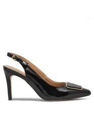 Lasocki Sandały Febi WFA1619-36Z Czarny. Czarne sandały damskie Lasocki, bez wzorów, z lakierowanej skóry, bez obcasa, na szpilce. Za 259.99 zł.