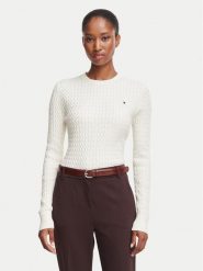 Tommy Hilfiger Sweter WW0WW44993 Kremowy Regular Fit. Białe swetry klasyczne damskie Tommy Hilfiger, xl, z bawełny, bez kołnierzyka. Za 529.99 zł.