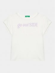 United Colors Of Benetton T-Shirt 3096C10C1 Biały Regular Fit. Białe koszulki dziewczęce United Colors Of Benetton, bez wzorów, z bawełny, bez ramiączek. Za 49.99 zł.