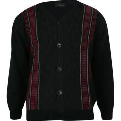 Kardigan, Czarno-Czerwony, Sweter Zapinany na Guziki, Elegancki -MAX SHELDON- Męski. Czerwone kardigany męskie Max Sheldon, m, bez wzorów, z bawełny, casualowe, bez kołnierzyka. Za 195.00 zł.