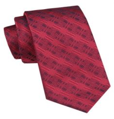Elegancki Krawat Męski Angelo di Monti - Czerwony w Geometryczny Wzór. Czerwone krawaty i muchy męskie Angelo di Monti, bez wzorów, z tkaniny, eleganckie. Za 45.00 zł.
