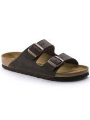 Birkenstock Skórzane klapki "Arizona" w kolorze brązowym rozmiar: 35. Brązowe klapki damskie Birkenstock, bez wzorów, bez obcasa. Za 464.46 zł.