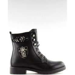 Botki damskie glany czarne H950 Black. Czarne botki damskie ButyModne, ze skóry ekologicznej, militarne, bez obcasa, bez zapięcia. W wyprzedaży za 99.00 zł.