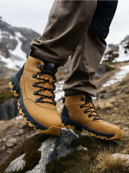 Trapery za kostkę - brązowy. Brązowe buty zimowe męskie Sinsay, za kostkę, bez zapięcia. W wyprzedaży za 89.99 zł.