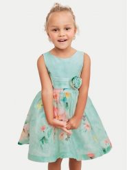 Abel & Lula Sukienka elegancka 5053 Zielony Regular Fit. Zielone sukienki dziewczęce Abel & Lula, bez wzorów, ze lnu, eleganckie, bez ramiączek. Za 279.99 zł.