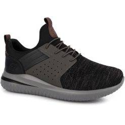 Męskie buty sportowe wsuwane Wide Fit SKECHERS DELSON. Czarne buty sportowe na co dzień męskie Skechers, bez zapięcia. Za 245.00 zł.