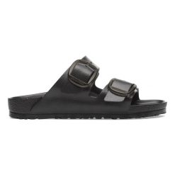 Klapki damskie BIRKENSTOCK Arizona Big Buckle EVA Black. Czarne klapki damskie Birkenstock, bez wzorów, z tworzywa sztucznego, bez obcasa. Za 239.99 zł.
