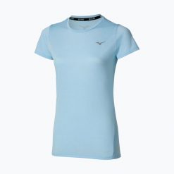Koszulka do biegania damska Mizuno Core Tee. Niebieskie topy sportowe damskie Mizuno, l, bez wzorów, z materiału, bez ramiączek. Za 94.99 zł.