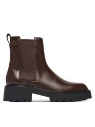 Calvin Klein Sztyblety Chunky Chelsea Boot Pol Lth HW0HW03267 Czarny. Czarne botki damskie CALVIN KLEIN, ze skóry, bez obcasa, na płaskiej podeszwie, bez zapięcia. Za 699.99 zł.