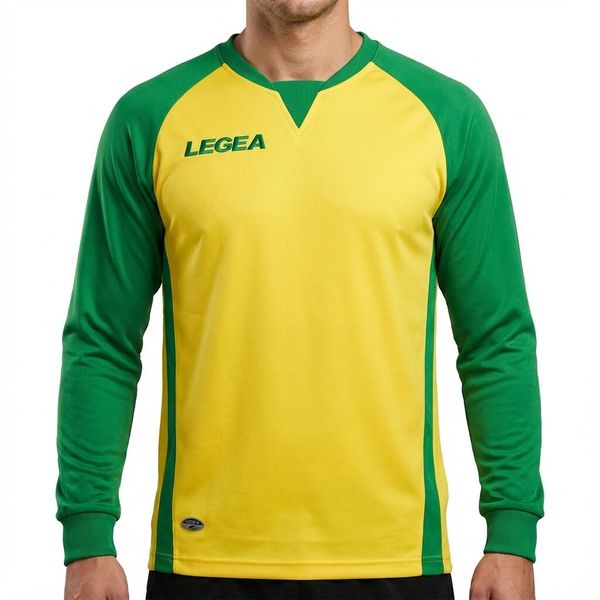 Męska Koszulka Piłkarska Długie Rękawy Amsterdam Żółto-Zielona. Zielone t-shirty sportowe męskie Legea, m, z poliesteru, bez ramiączek, na fitness i siłownię. Za 56.00 zł.