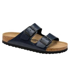 Klapki damskie Birkenstock Arizona BS Birko-flor. Niebieskie klapki damskie Birkenstock, bez wzorów, z materiału, bez obcasa. Za 287.00 zł.