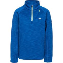 Bluza polarowa w kolorze niebiesko-zielonym. Niebieskie bluzy chłopięce Trespass Kids, bez wzorów, z materiału, bez ramiączek, bez kaptura. W wyprzedaży za 87.95 zł.