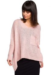 Be Wear Sweter w kolorze jasnoróżowym rozmiar: onesize. Różowe swetry klasyczne damskie Be Wear, z wełny, bez kołnierzyka. Za 127.65 zł.