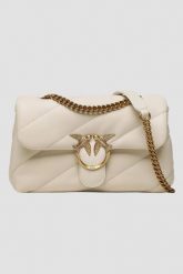 PINKO Biała torebka Love Puff Classic. Białe torebki klasyczne damskie Pinko, bez wzorów, ze skóry, bez dodatków. W wyprzedaży za 1,389.99 zł.