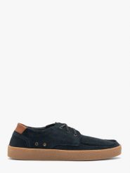 Welurowe półbuty męskie w stylu casual RILEY. Niebieskie półbuty męskie Ryłko, ze skóry, bez zapięcia. W wyprzedaży za 349.99 zł.