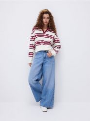 Bluza w paski z kołnierzykiem - wielobarwny. Bluzy bez kaptura damskie Reserved, l, z bawełny. W wyprzedaży za 59.99 zł.