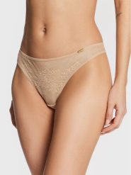 Gossard Stringi Glossies 13006 Beżowy. Brązowe stringi damskie Gossard, m, bez wzorów, z syntetyku. Za 69.99 zł.