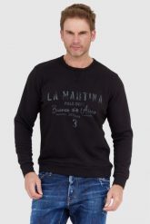 LA MARTINA Czarna bluza męska z vintage logo. Czarne bluzy bez kaptura męskie La Martina, l. W wyprzedaży za 299.99 zł.