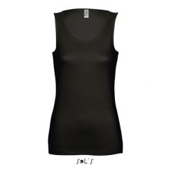 Damski tank top Sol's Jane. Czarne topy damskie SOL'S, s, bez wzorów, z bawełny, bez kołnierzyka. W wyprzedaży za 31.50 zł.