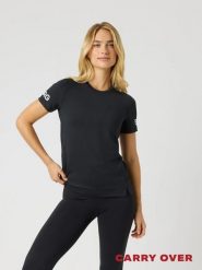 Bjorn_borg BORG T-SHIRT z recyklingowanego poliestru - BLACK BEAUTY. Czarne t-shirty damskie Björn Borg, m, bez wzorów, z materiału, bez kołnierzyka. Za 176.40 zł.