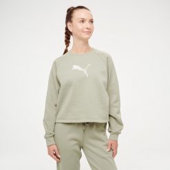 Bluza damska Puma crop. Zielone bluzy bez kaptura damskie Puma, s, z bawełny. Za 169.99 zł.