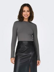 ONLY Koszulka w kolorze antracytowym rozmiar: XL. Czarne bluzki damskie Only, xl, bez wzorów, bez kołnierzyka, bez ramiączek. Za 43.88 zł.