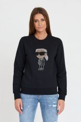 KARL LAGERFELD Czarna bluza Ikonik 2.0. Czarne bluzy bez kaptura damskie Karl Lagerfeld, xs. W wyprzedaży za 599.99 zł.