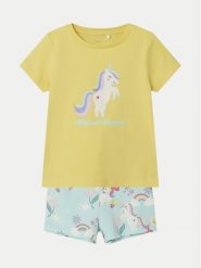 NAME IT Komplet t-shirt i spodenki Zucca 13226883 Kolorowy Regular Fit. Koszulki dziewczęce Name it, bez wzorów, z bawełny, bez ramiączek. Za 59.99 zł.