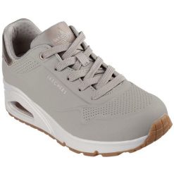 Buty sportowe damskie Skechers Uno Golden Air. Szare buty sportowe na co dzień damskie Skechers, bez wzorów, z materiału. Za 409.99 zł.