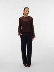 Vero Moda Bluzka w kolorze brązowym rozmiar: XL. Brązowe bluzki damskie Vero Moda, xl, bez wzorów, z koronki, bez kołnierzyka, bez ramiączek. Za 149.95 zł.